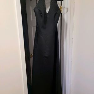 Black Satin Evening Formal Gown